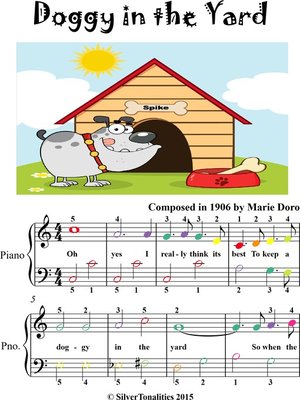 cover image of Doggy In the Yard Easy Piano Sheet Music with Colored Notes
